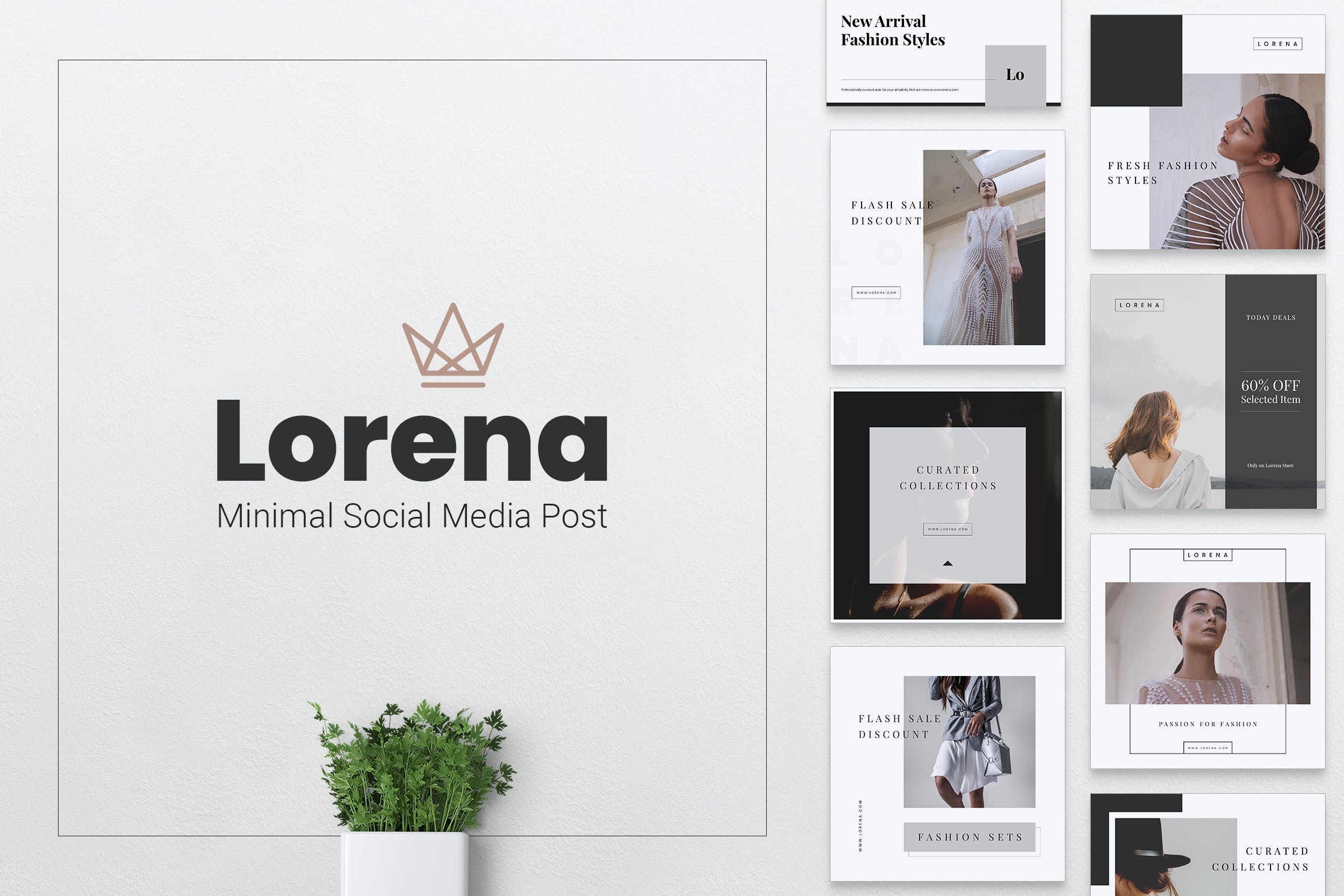 女性时尚品牌社交推广设计素材包 LORENA Fashion Social Media Post插图