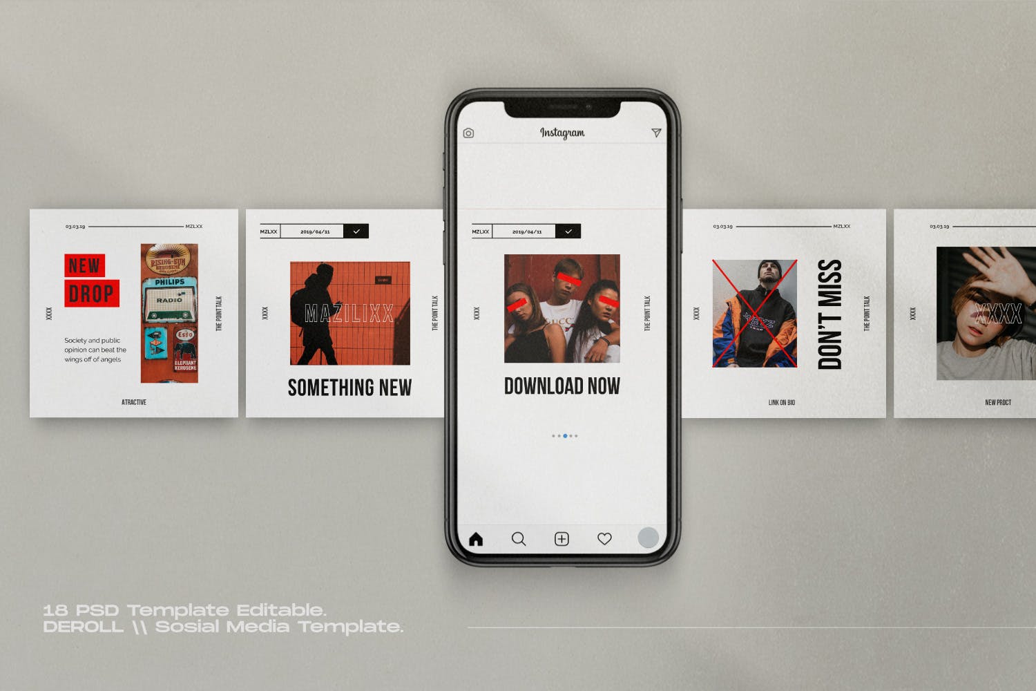 时尚潮流主题Instagram贴图&品牌故事设计素材包v1 Mazilixx Pack 1 – Instagram Social Media + Stories插图(2)
