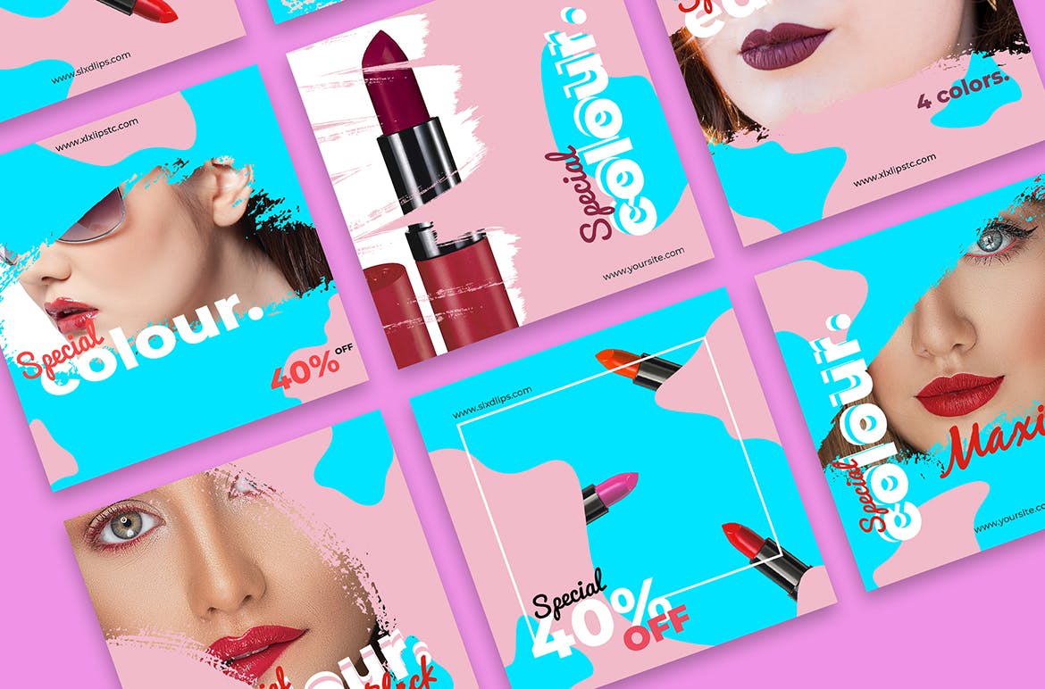 美容护肤品牌营销社交自媒体设计素材 Social Media Kit Cosmetics插图(2)