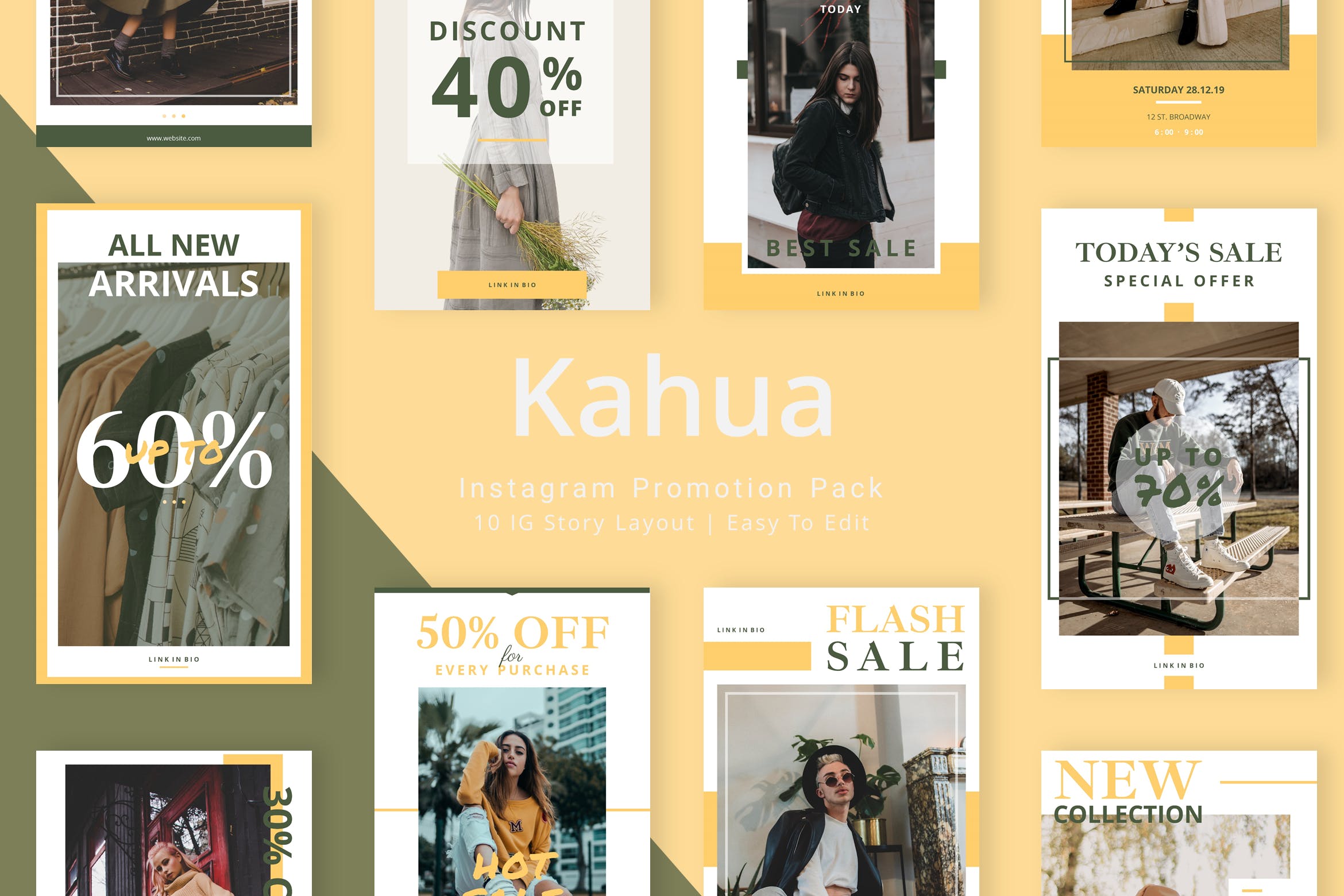 小众时尚服饰品牌新品发布/促销活动Instagram社交广告模板第一素材精选 Kahua – Instagram Story Pack插图