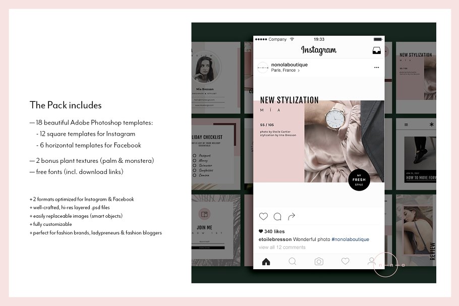 时尚主题博客&社交媒体贴图模板第一素材精选 Blogger Social Media Kit • Mïa插图(1)