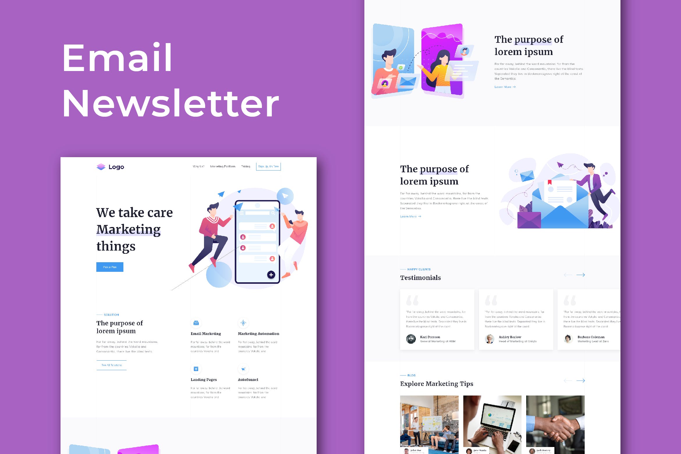 现代设计风格网站邮件订阅设计模板 Email Newsletter插图