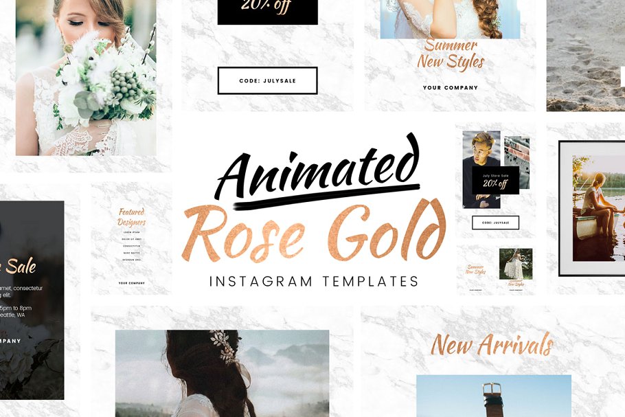 动态黄金配色Instagram模板蚂蚁素材精选 Animated Gold Instagram Templates插图