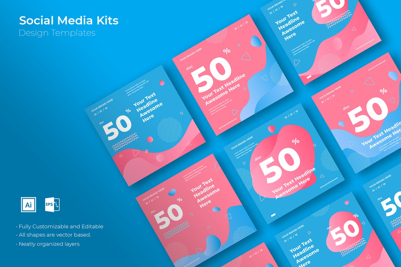 创意艺术风格社交媒体广告设计模板第一素材精选v33 SRTP – Social Media Kit.33插图