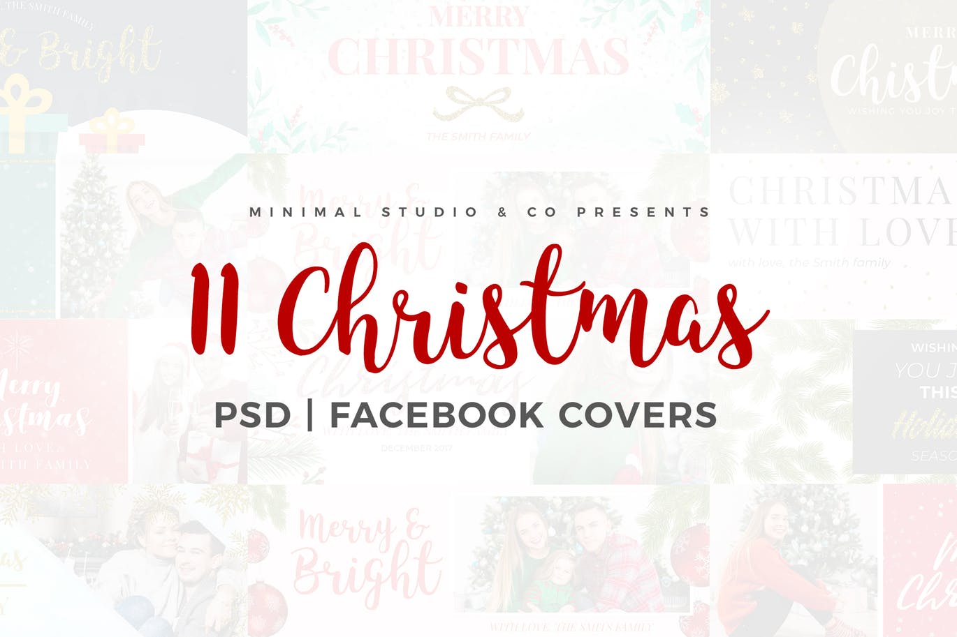 11款圣诞节庆祝主题Facebook封面设计模板蚂蚁素材精选 Christmas Facebook Covers插图