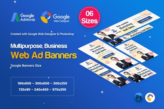 多用途企业营销谷歌广告Banner设计素材 Multi Purpose Banners HTML5 D32 – GWD & PSD插图(1)