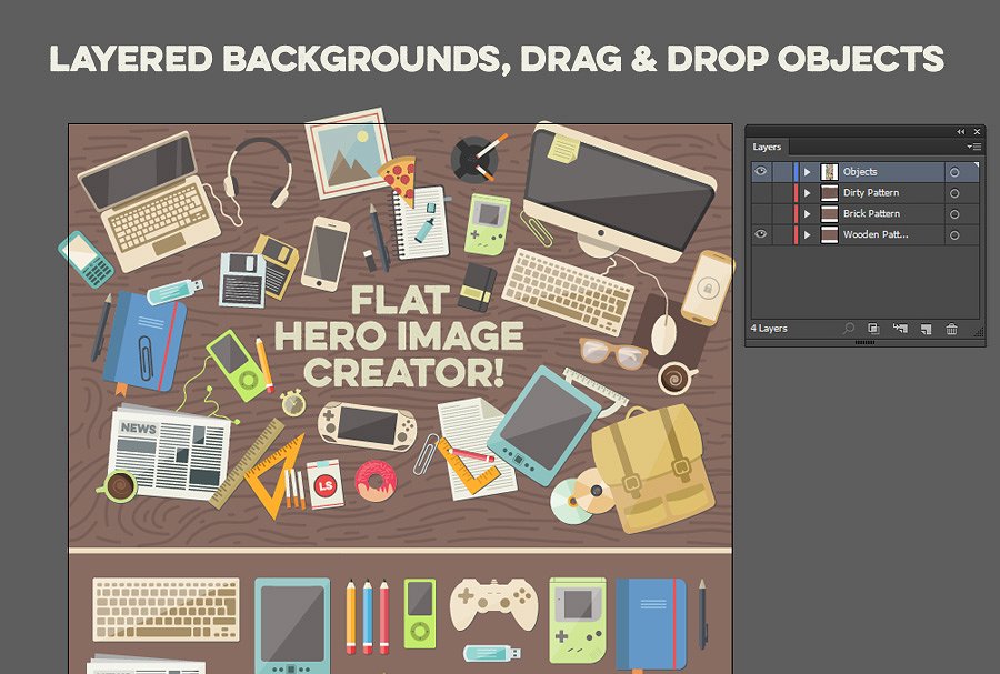 扁平设计风格巨无霸Banner蚂蚁素材精选广告模板 Flat Hero Image Creator插图(4)