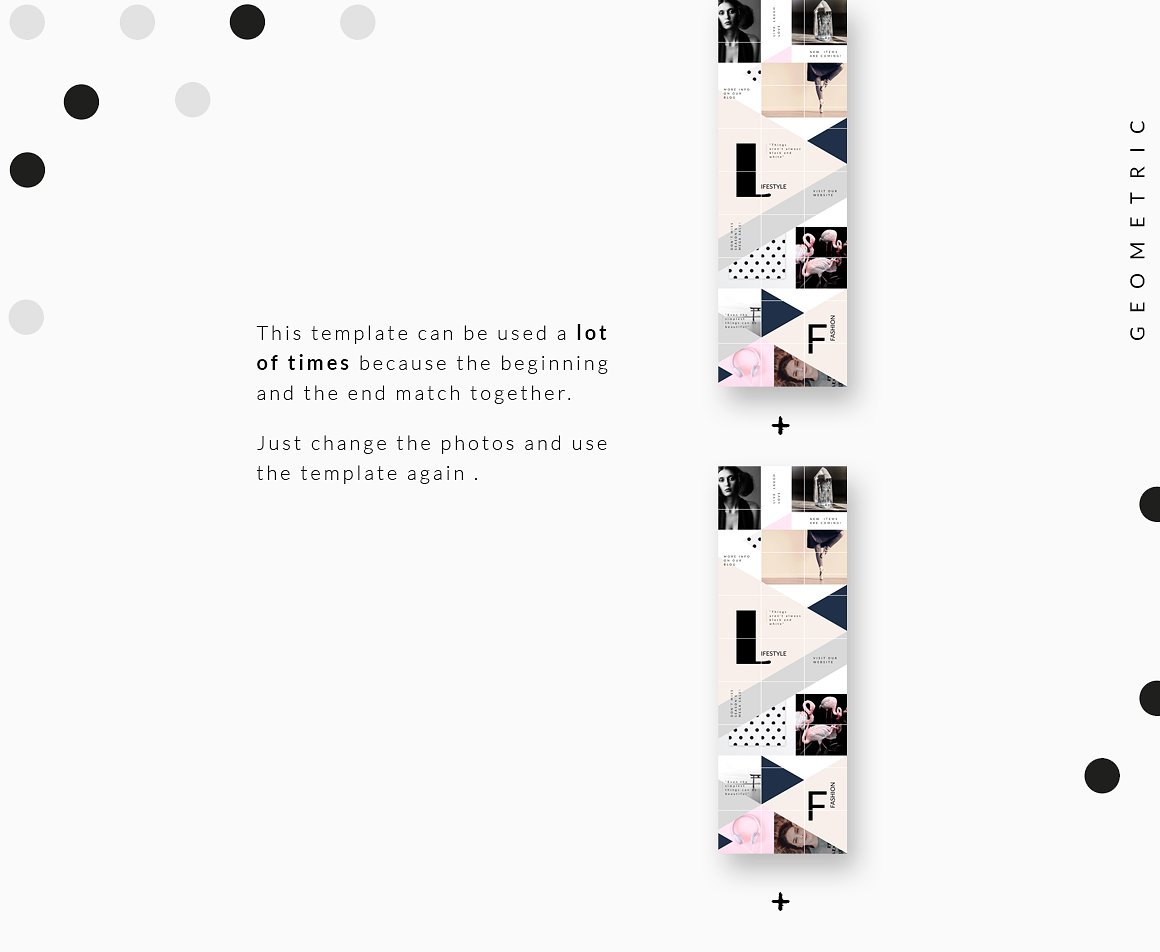 时尚高端几何形状布局的Instagram模板第一素材精选 Instagram PUZZLE template -Geometric [psd]插图(5)