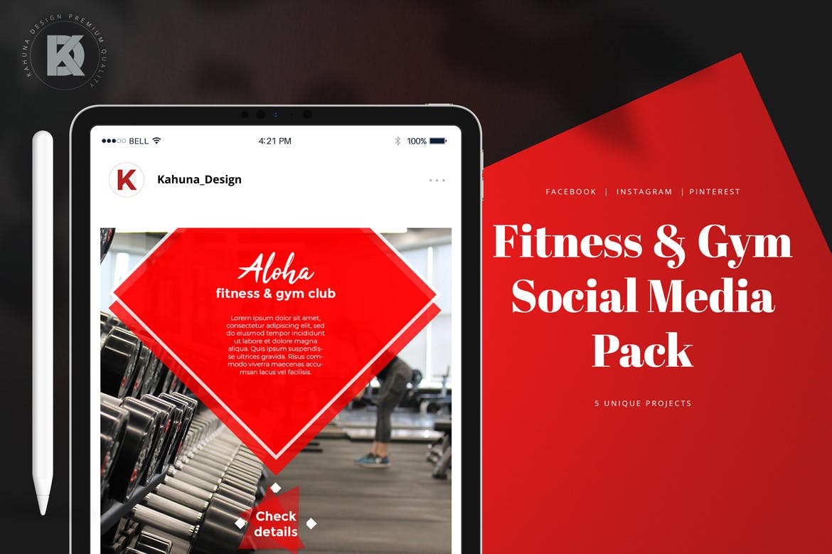 健身/健身房社交媒体横幅广告设计模板第一素材精选 Fitness & Gym Social Media Banners Pack插图(1)