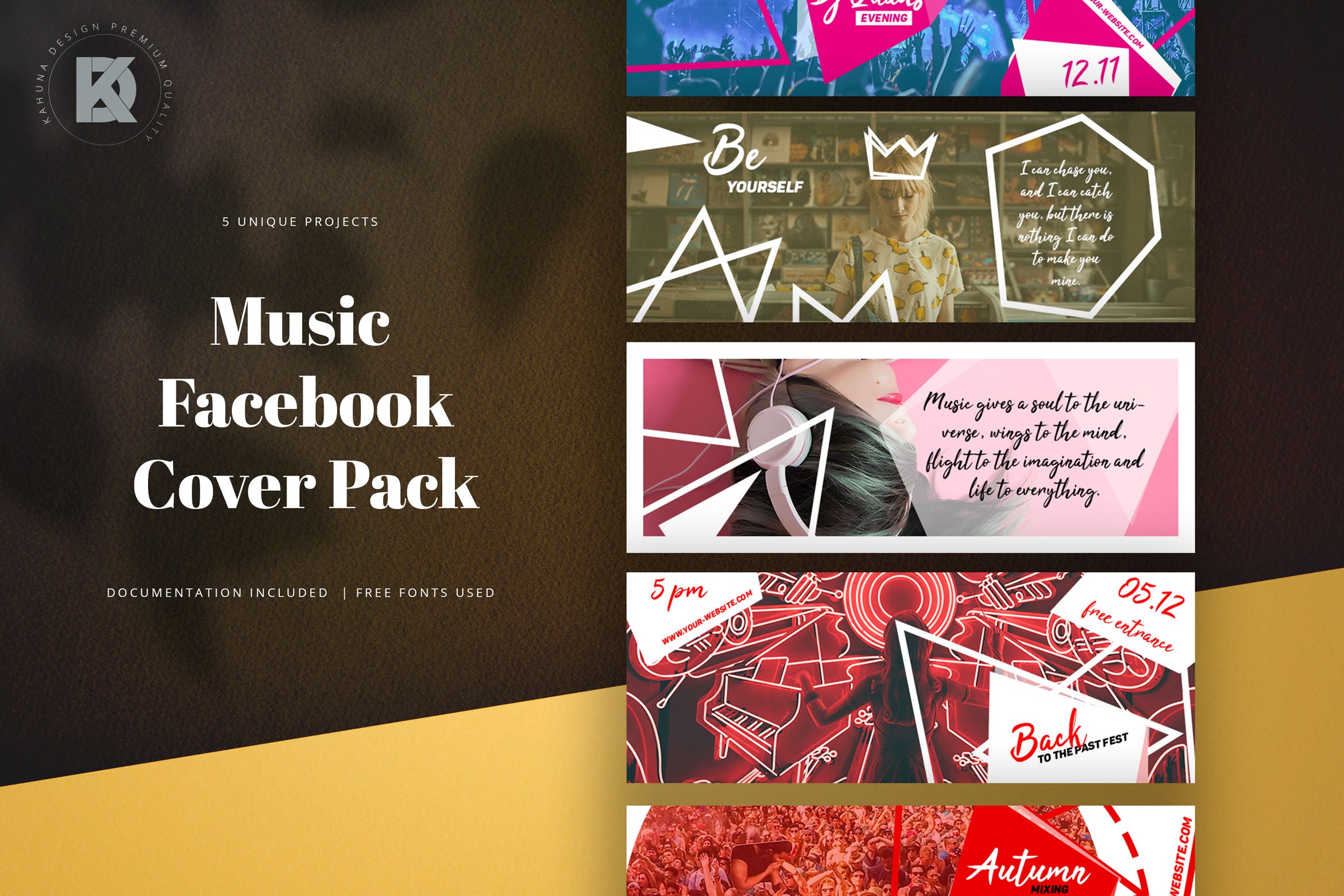 音乐节/音乐演出活动Facebook主页封面设计模板第一素材精选 Music Facebook Cover Pack插图