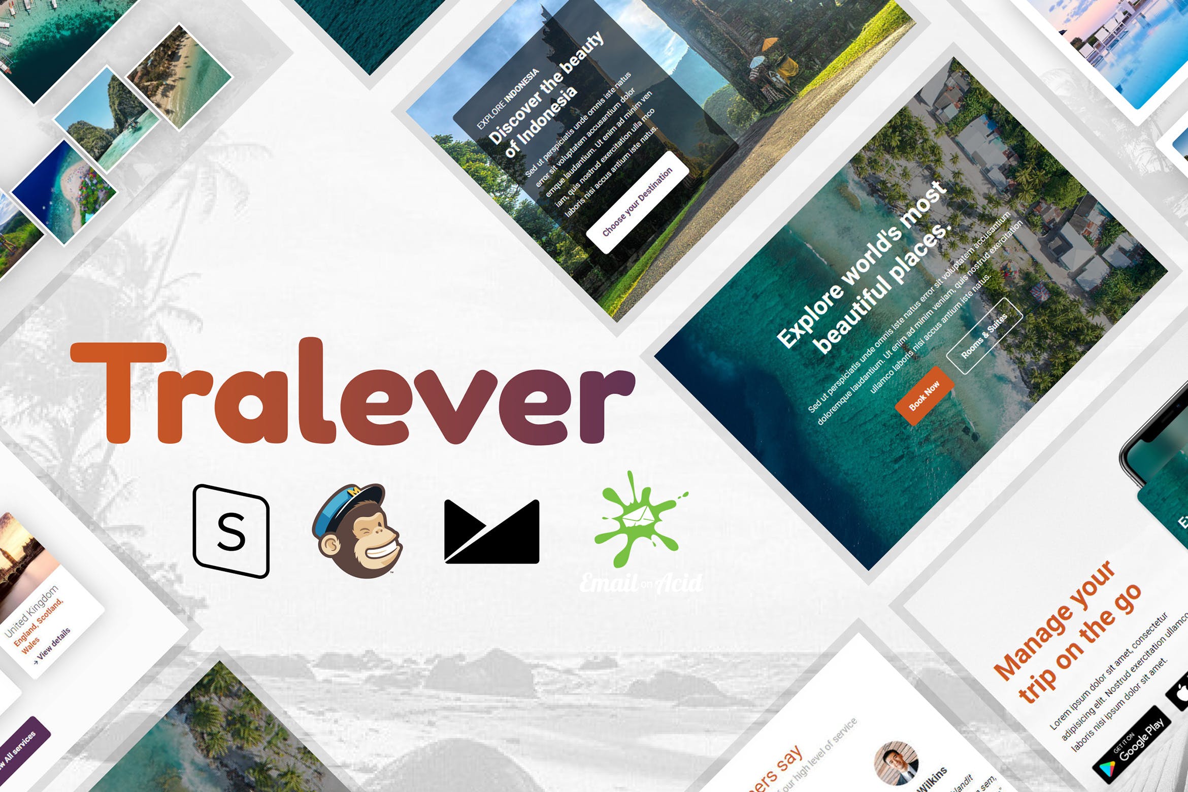 旅游预订服务邮件营销推广响应式EDM模板 Tralever – Book & Travel Responsive Email插图
