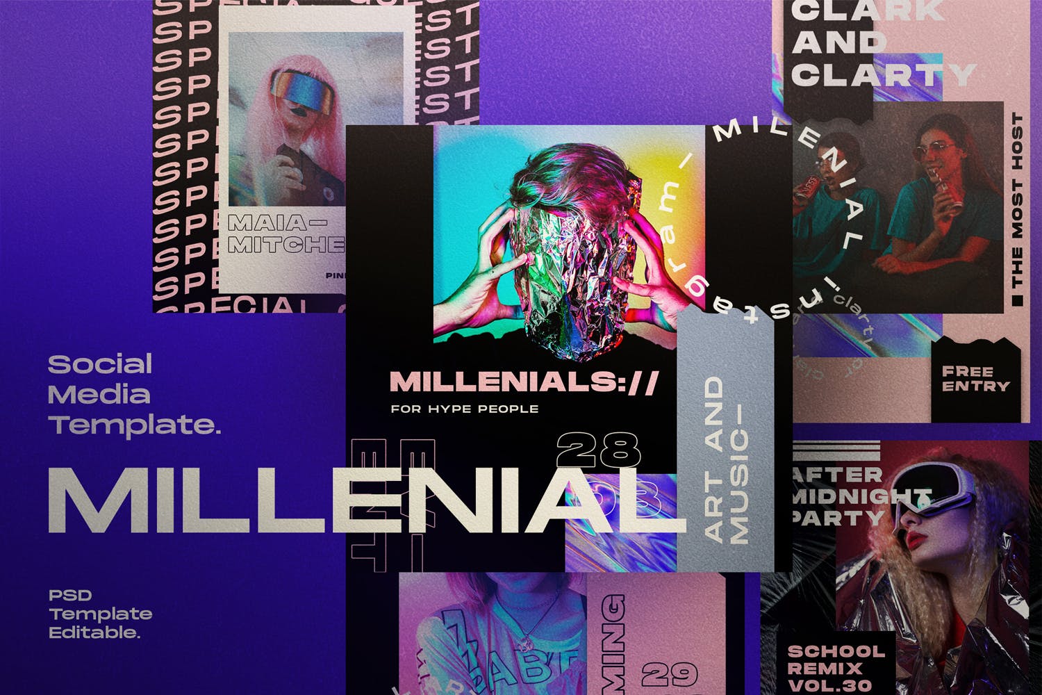 极简主义设计风格社交平台设计素材 MILLENIAL Social Media Template + Instastory插图(2)