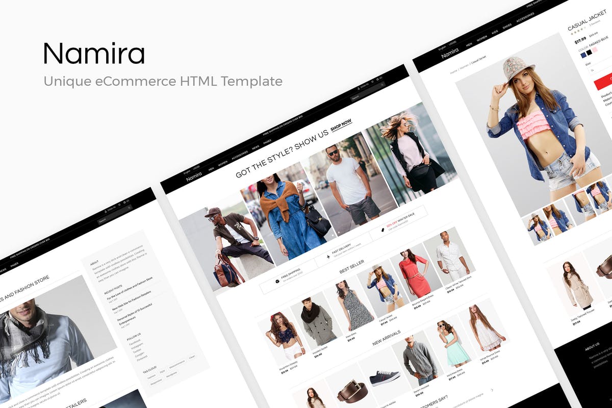 服装外贸电商网站HTML模板第一素材精选 Namira | Unique eCommerce HTML Template插图