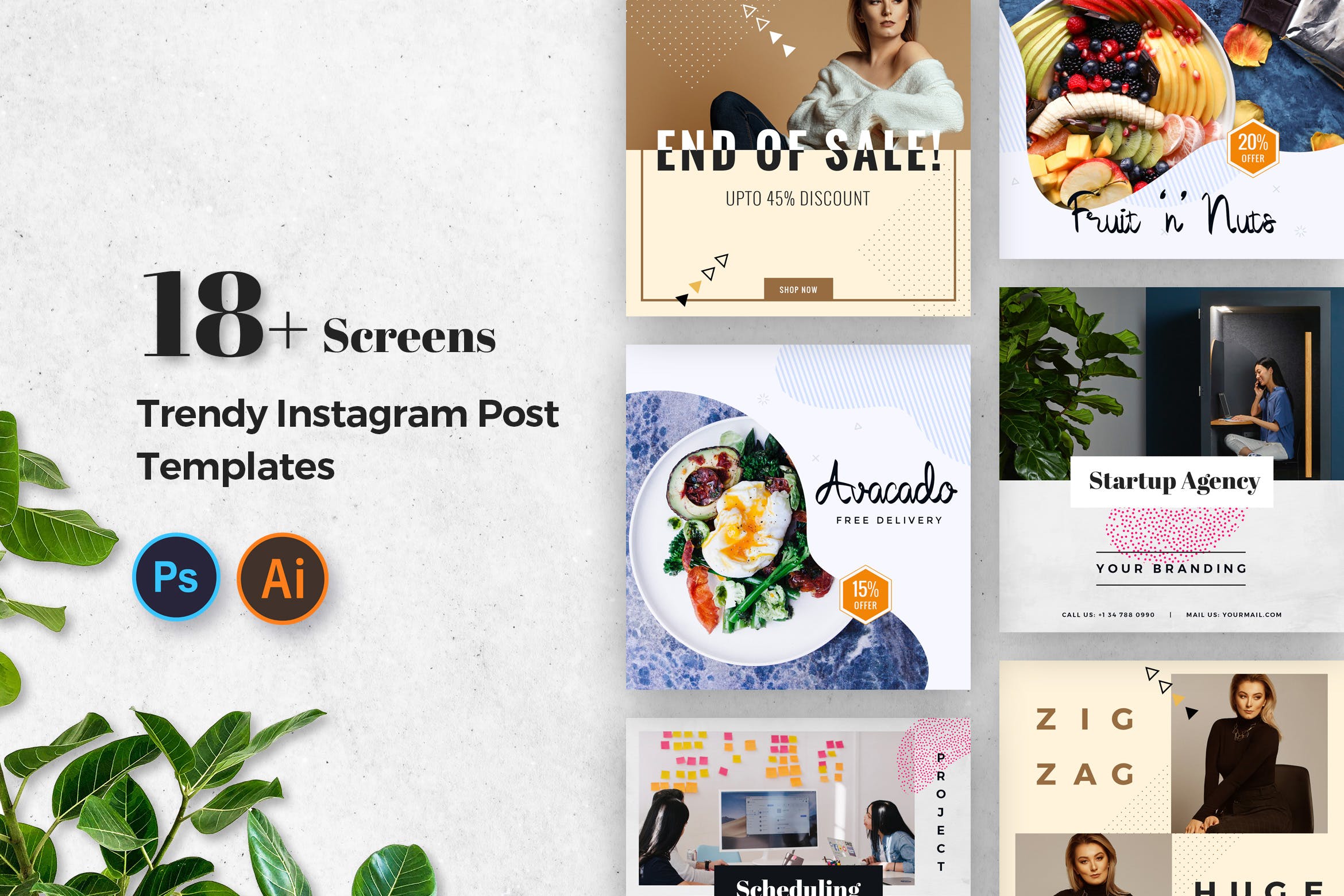 Instagram社交平台广告设计模板第一素材精选 Instagram Post Templates插图