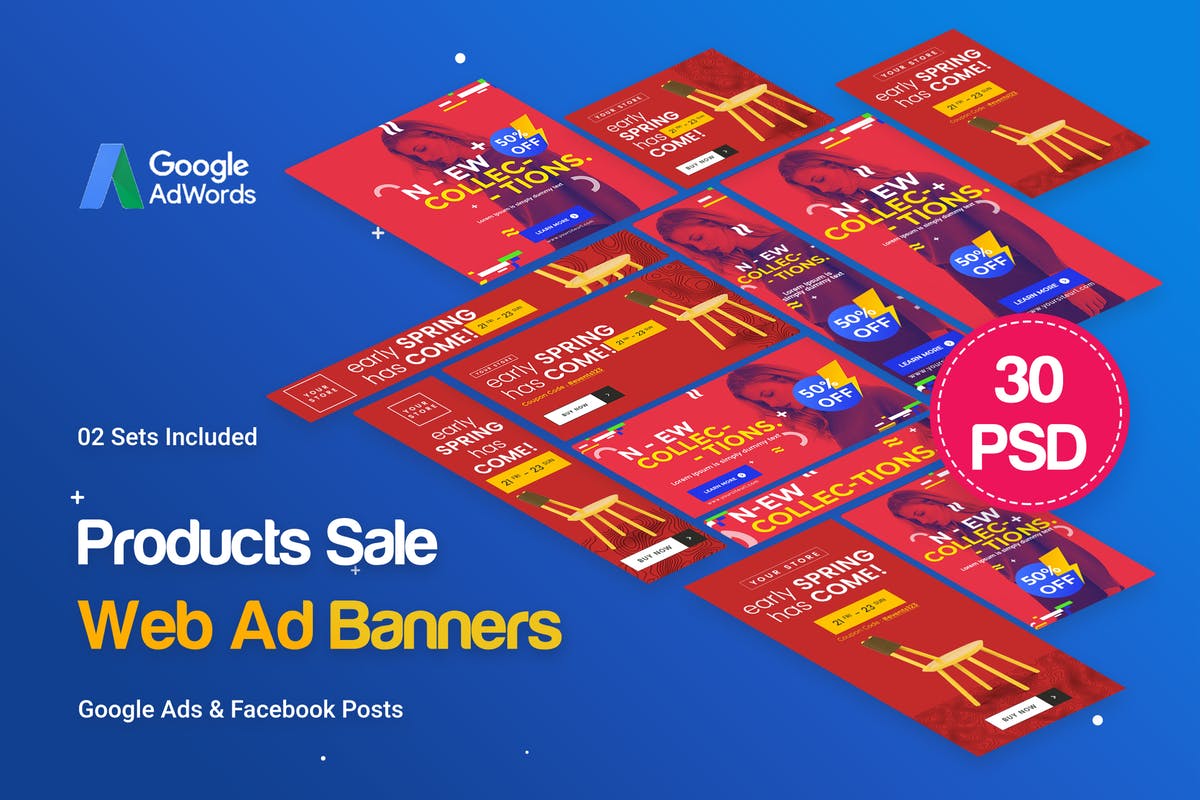 产品促销电商广告Google&Facebook广告Banner模板 Products Sale Banners Ad插图