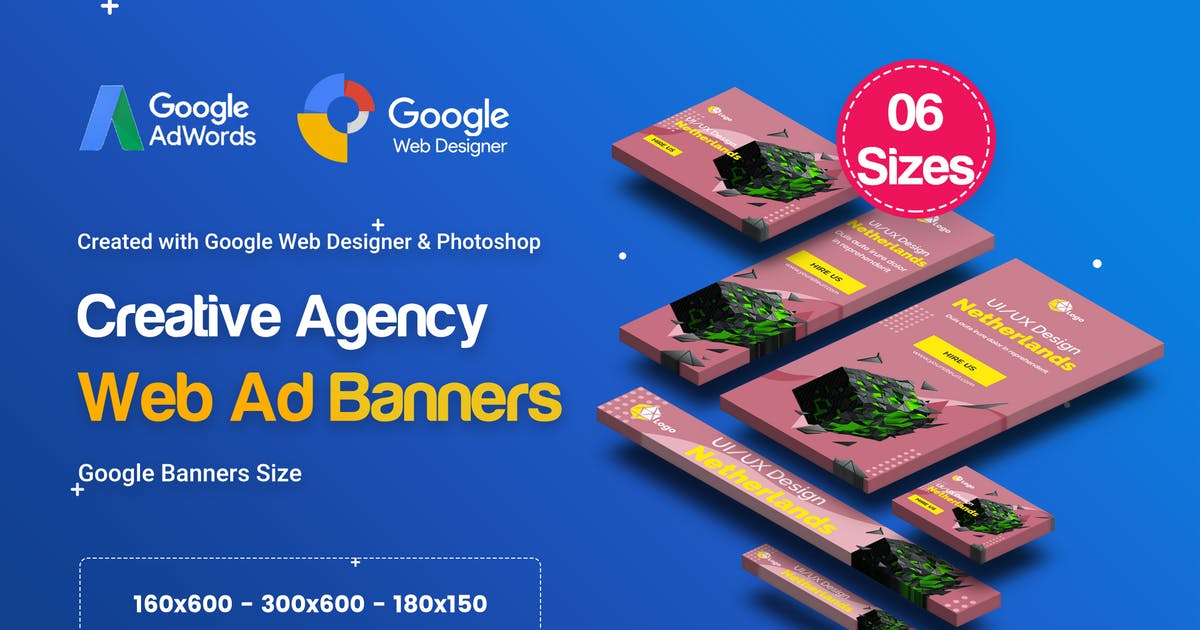 创意企业品牌宣传推广谷歌广告Banner模板下载 C13 – Creative, Startup Agency Banners HTML5 Ad插图