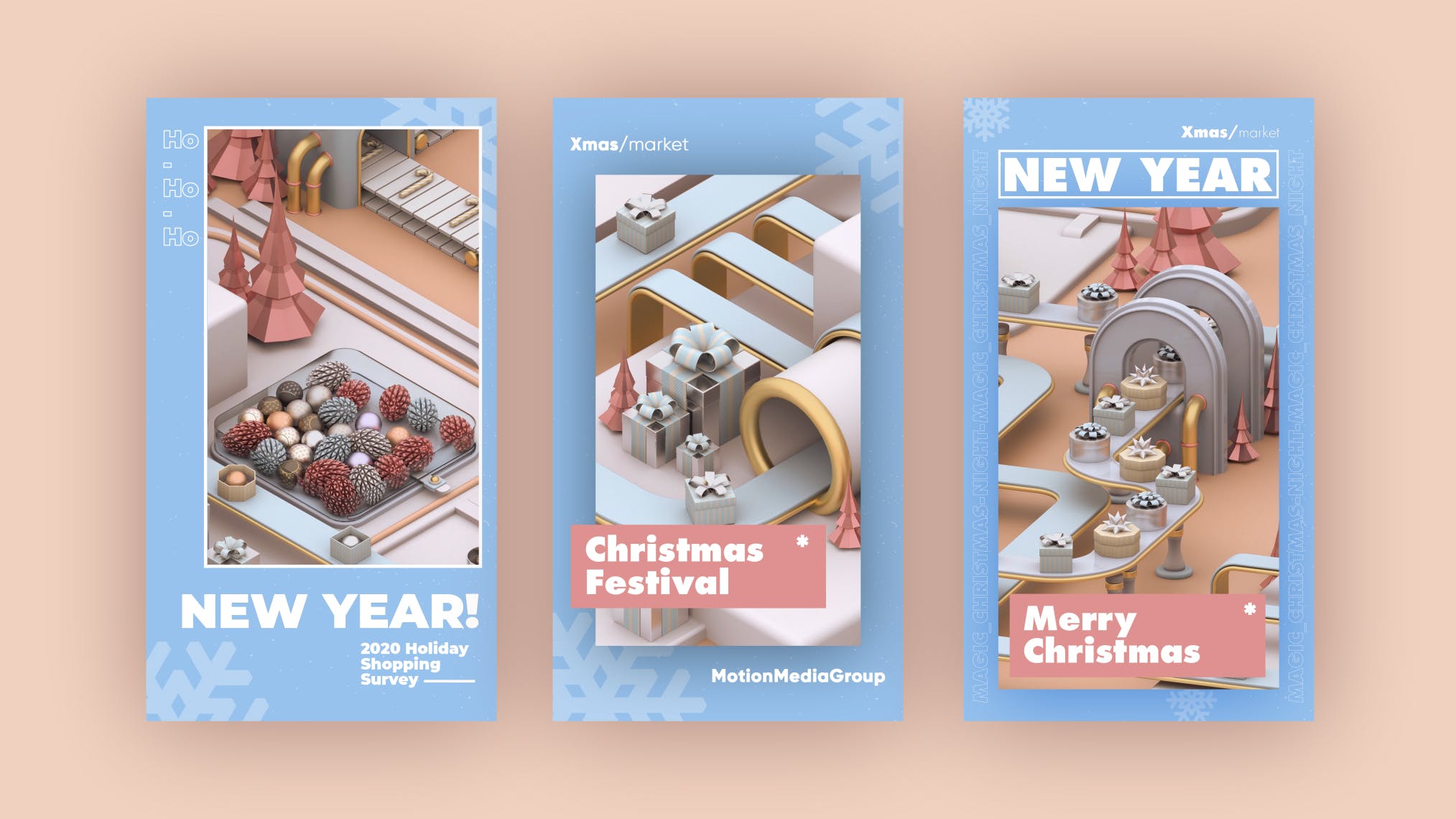 圣诞节3D建模工厂场景背景品牌故事/促销广告模板 Christmas Stories插图(12)