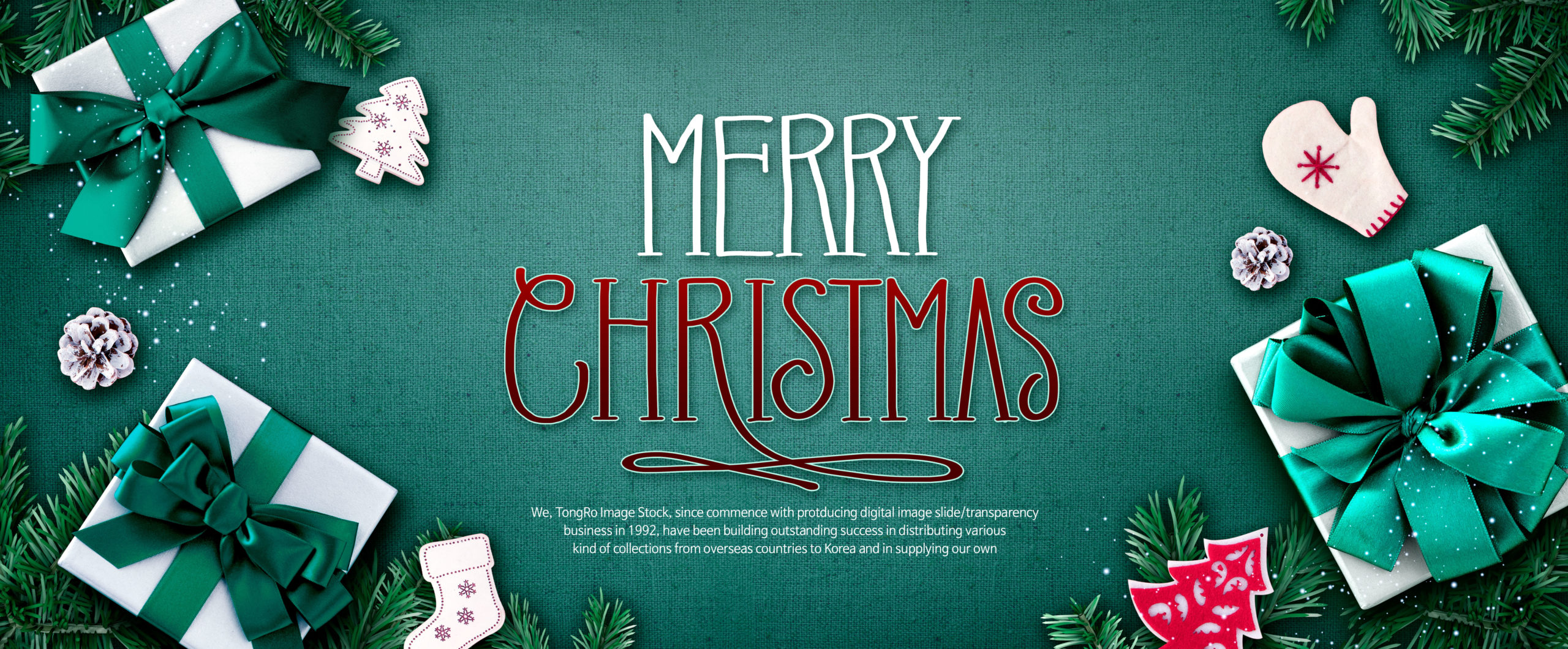 青绿色圣诞节日问候/购物促销活动电商广告Banner设计模板插图