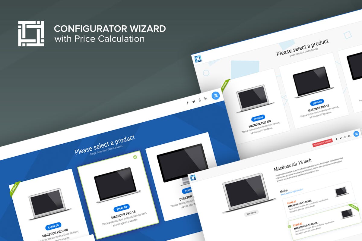 笔记本电脑电商网站HTML模板蚂蚁素材精选 Configurator – Working Configurator Wizard插图
