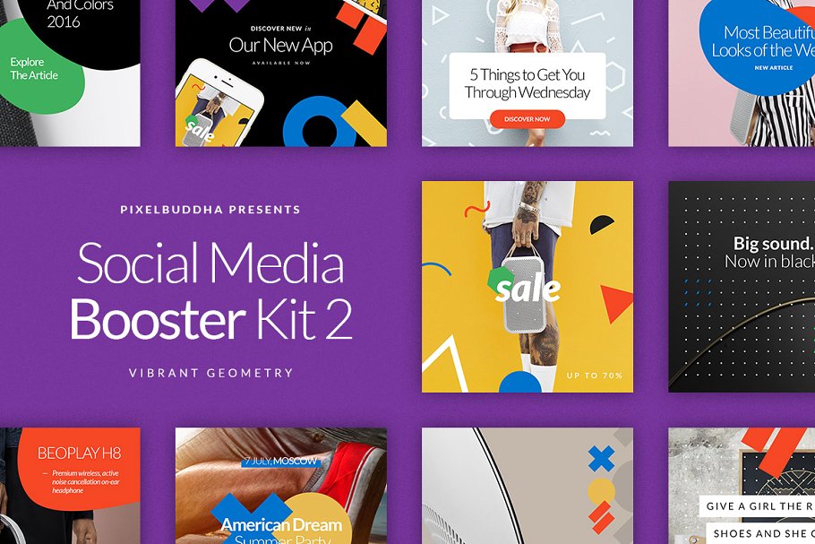 色彩缤纷社交媒体贴图模板第一素材精选 Social Media Handler Kit Vol.2插图