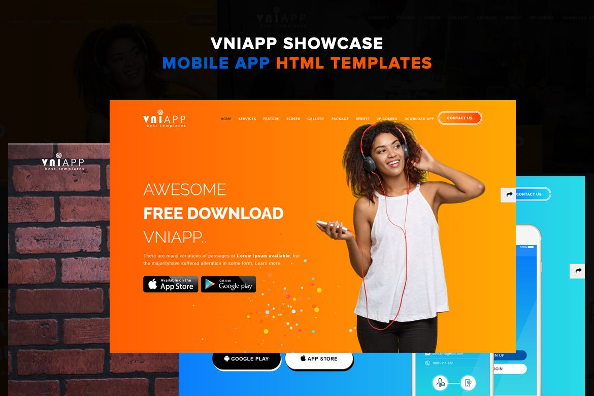 APP项目网站HTML模板第一素材精选 VniApp – Showcase Mobile App HTML Template插图(1)