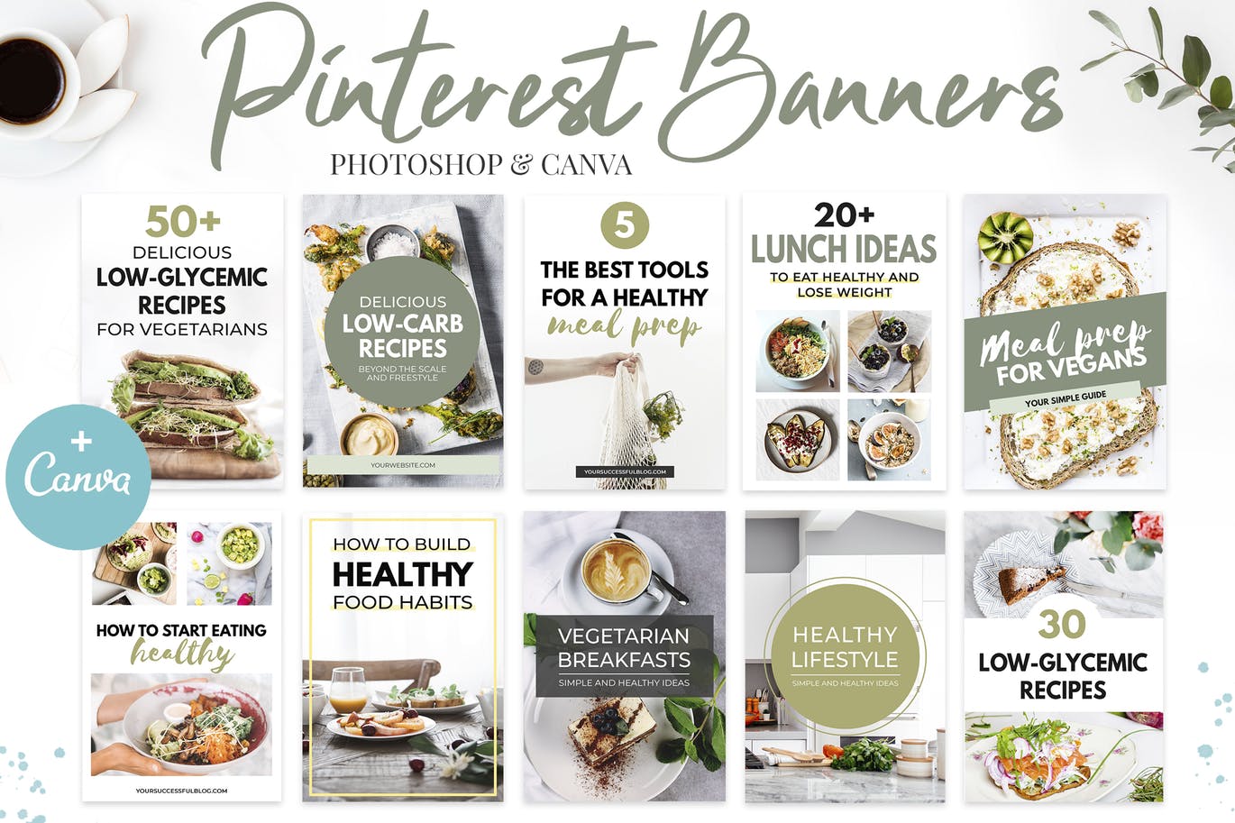 Pinterest图钉社交平台美食品牌推广设计模板第一素材精选v3 Canva Pinterest Templates V.3插图