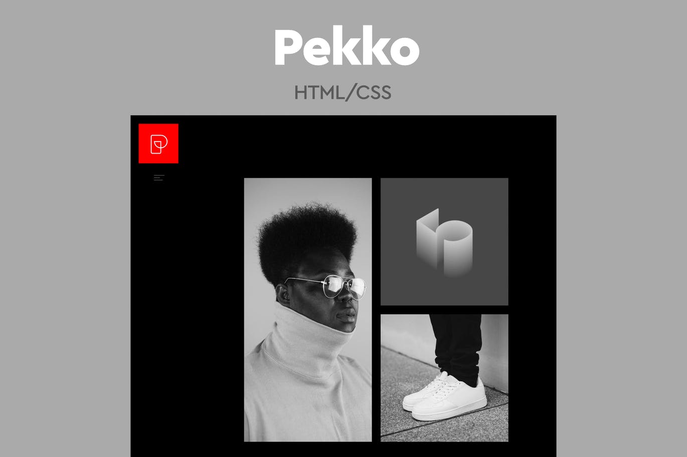 极简设计风格作品展示网站HTML模板蚂蚁素材精选 Pekko – Minimal Black HTML Template插图
