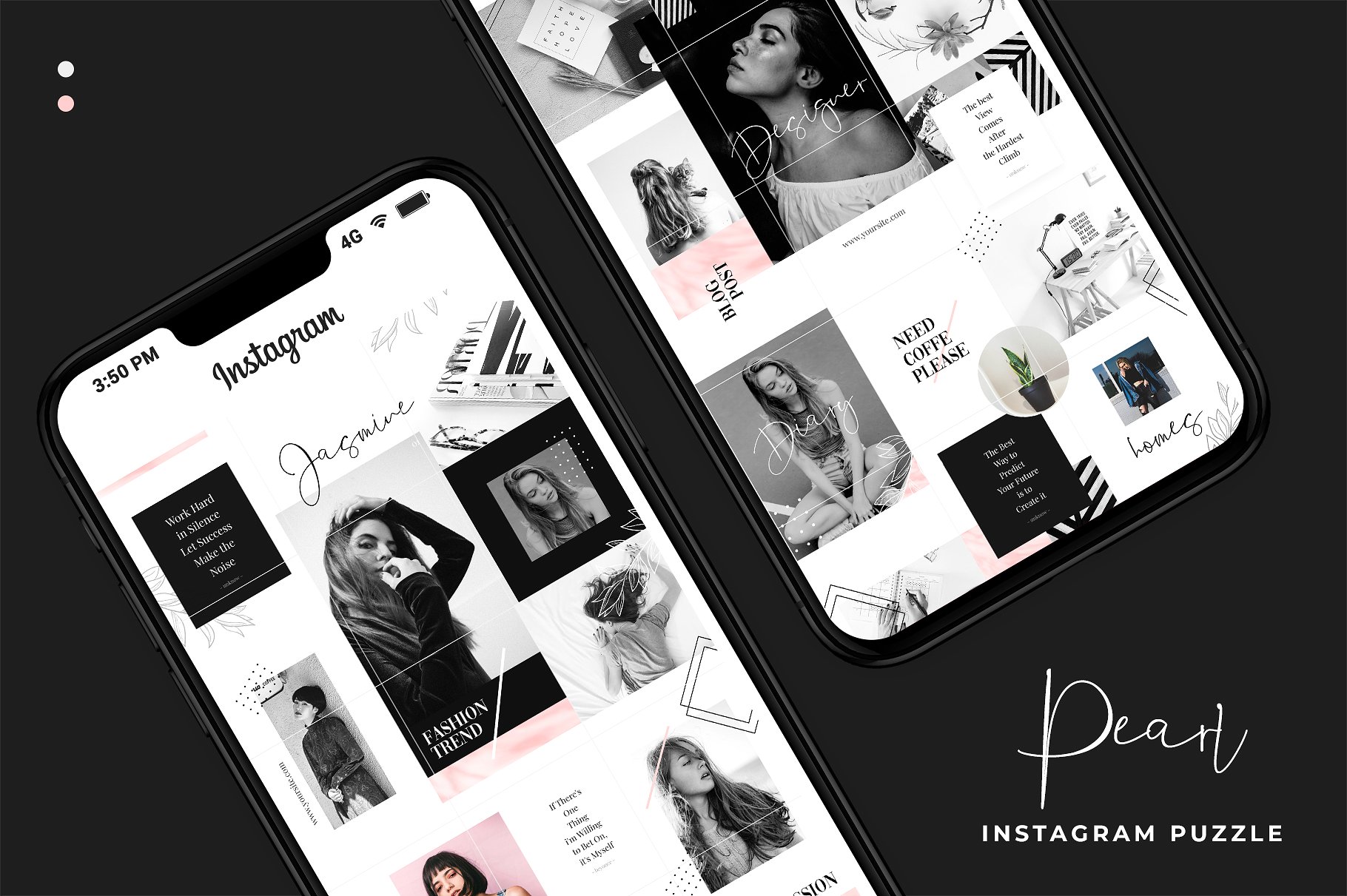 现代黑色主题的instagram社交媒体模板第一素材精选 Instagram Puzzle – Pearl [psd]插图(4)