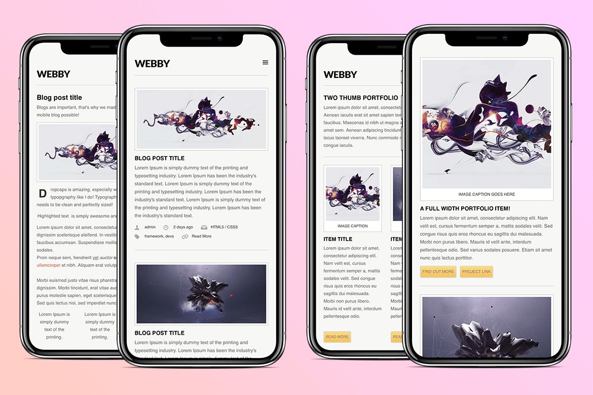 简单创意移动手机网站H5网站模板第一素材精选 Webby | Simple & Creative Mobile Template插图(1)