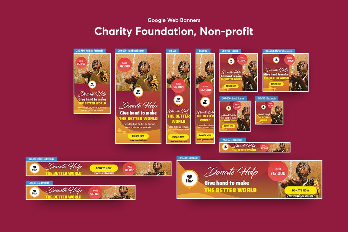 慈善基金会非营利组织推广Banner第一素材精选广告模板 Charity Foundation, Non-profit Banners Ad插图(1)