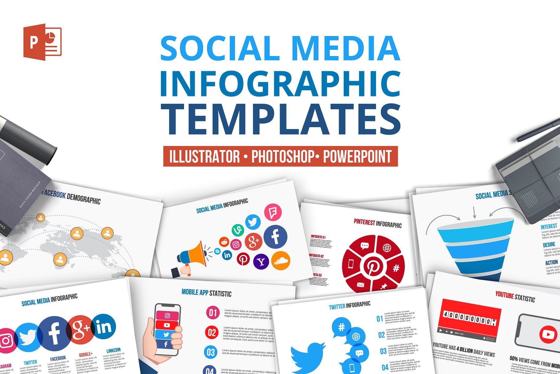 社交媒体信息图表模板第一素材精选 Social media infographics插图