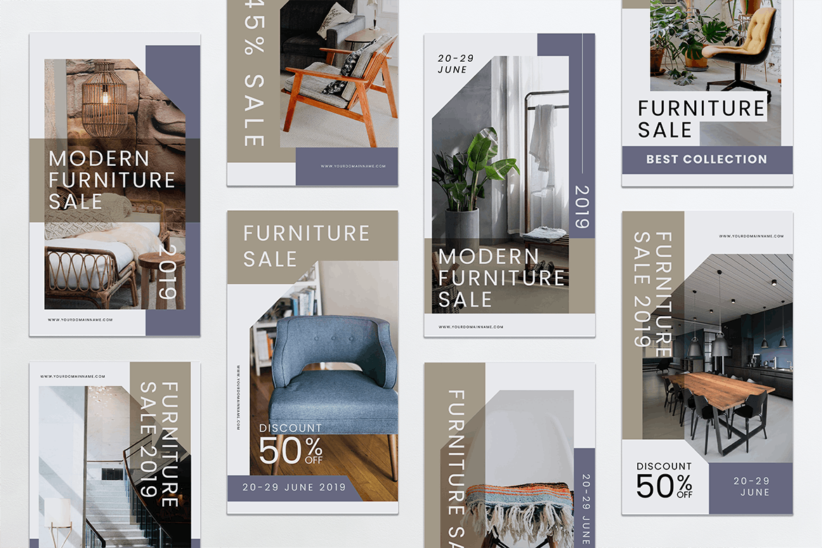 家具品牌故事推广Instagram社交推广设计素材PSD&AI模板蚂蚁素材精选 Furniture Instagram Stories PSD & AI Template插图(1)