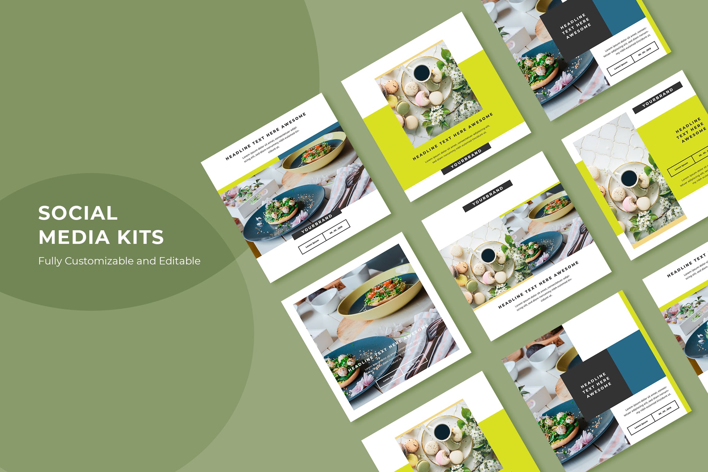 西餐品牌社交媒体新媒体广告设计模板蚂蚁素材精选v91 SRTP – Social Media Kit.91插图