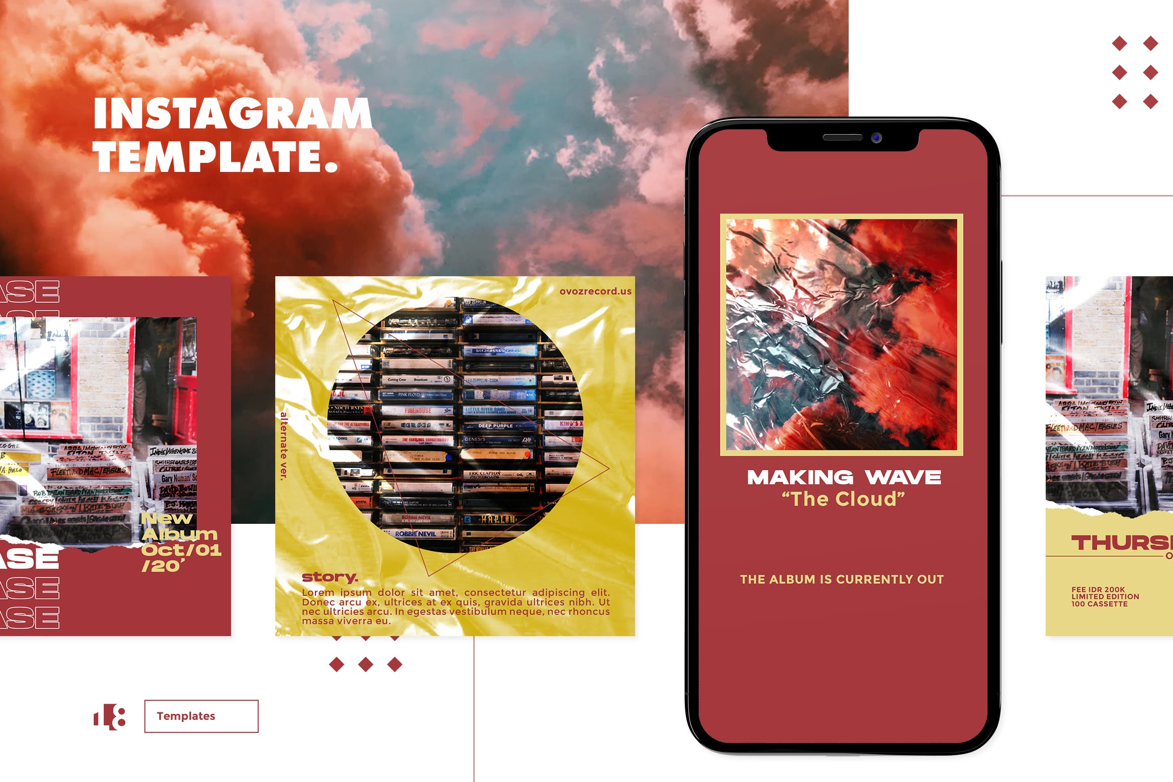 Instagram社交平台塑料纹理背景贴图设计模板第一素材精选v1 Instagram Template Vol.1插图