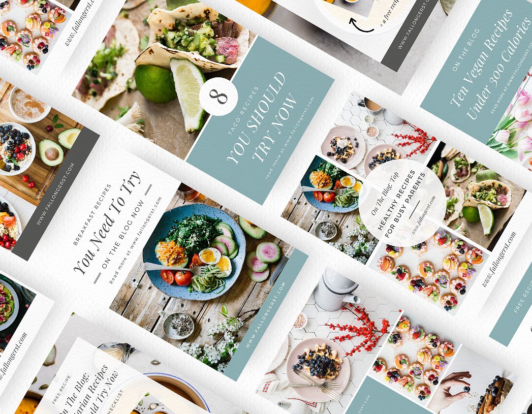 时髦的食物博客Canva模板蚂蚁素材精选下载 Food Blogger Pinterest Templates [jpg,pdf]插图(5)