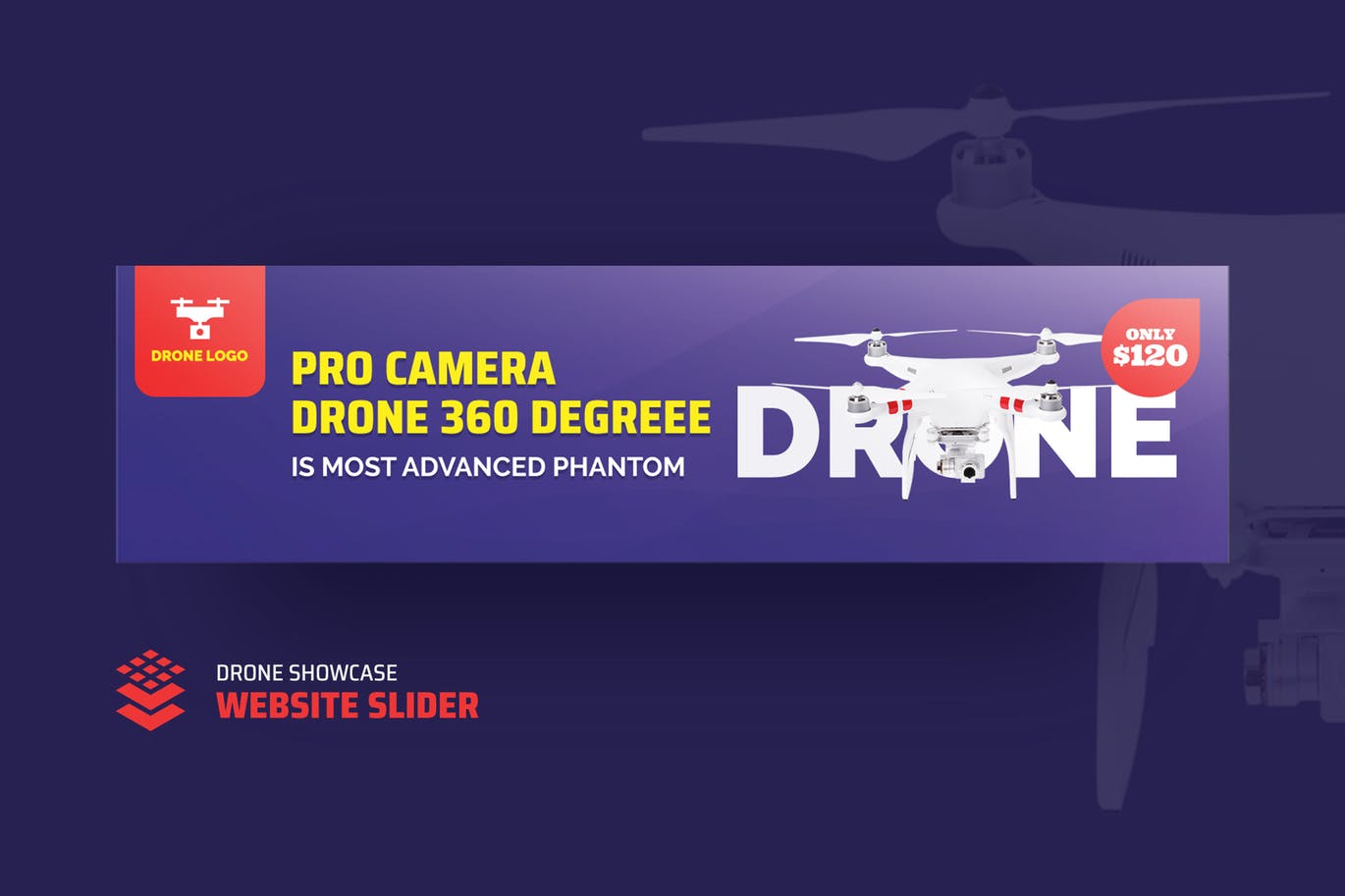 无人机产品网站焦点图/广告图设计模板 Drone Product Showcase Website Slider插图