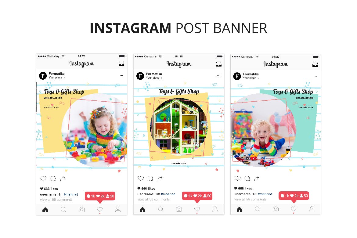 玩具及礼品店Instagram广告贴图设计模板第一素材精选 Toys & Gift Shop Instagram Post Banner插图(2)