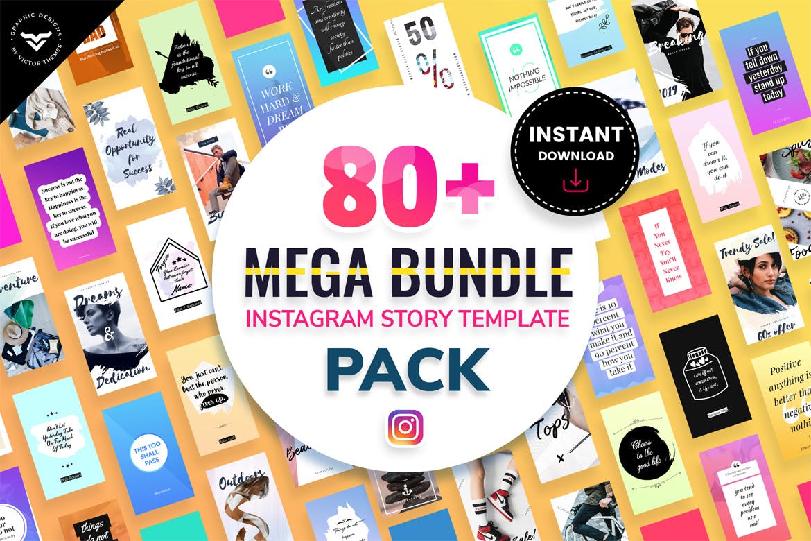80+Instagram社交网站品牌故事设计模板蚂蚁素材精选 Mega Bundle Instagram Stories Template插图(1)