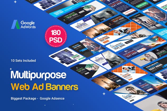 超级实用的多用途常用规格Banner蚂蚁素材精选广告模板v2 Multipurpose Banners Ad – 180PSD [ 10 Sets ]插图(1)