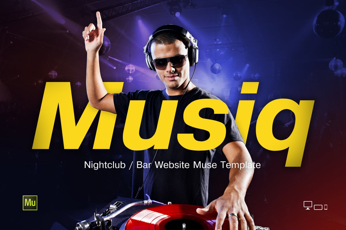 夜店/酒吧网站设计Muse模板第一素材精选 Musiq – Nightclub / Bar Website Muse Template插图