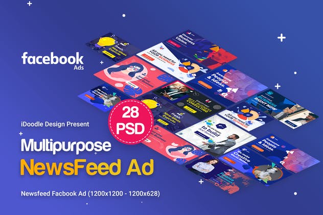 Facebook多用途信息流Banner广告模板 NewsFeed Facebook Multipurpose, Business Banners插图(1)
