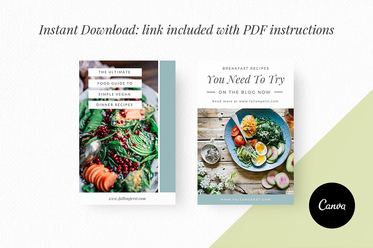 时髦的食物博客Canva模板蚂蚁素材精选下载 Food Blogger Pinterest Templates [jpg,pdf]插图(6)
