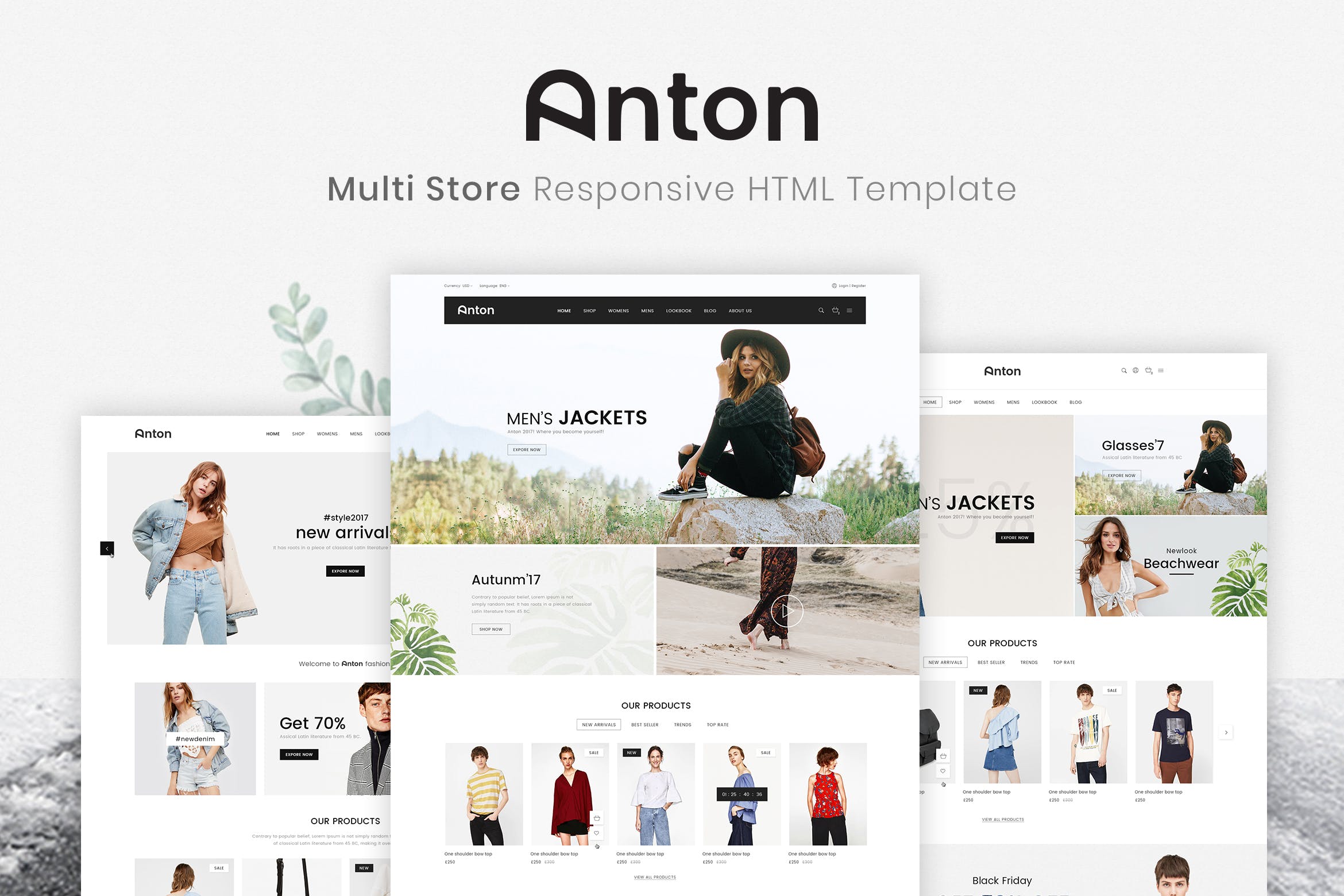 响应式时尚服饰网上商城HTML模板第一素材精选素材 Anton | Multi Store Responsive HTML Template插图