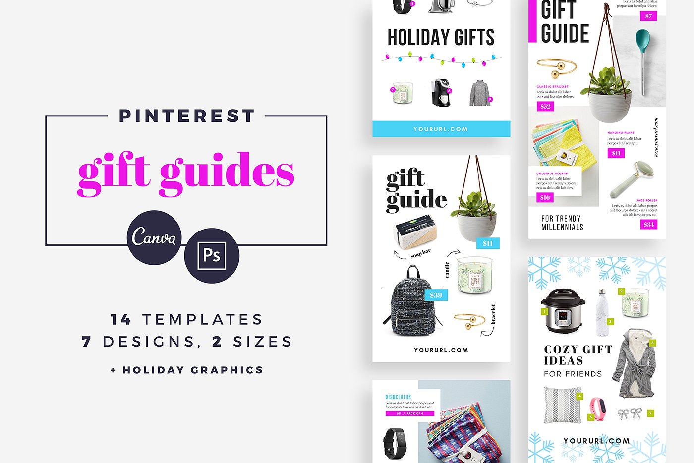 礼品指南社交媒体模板第一素材精选 Gift Guide Pinterest Templates [psd]插图