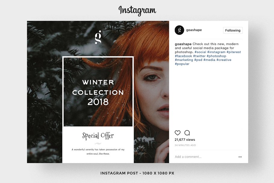 圣诞冬季主题社交媒体贴图模板第一素材精选 XMAS Stylish Social Media Pack插图(3)