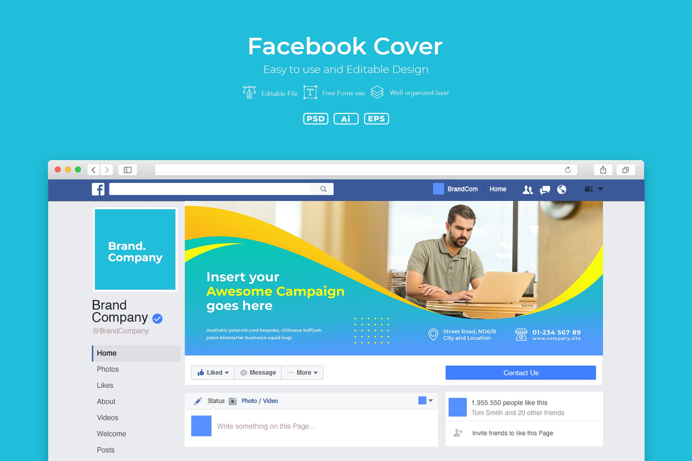 企业商务主题Facebook主页封面设计模板第一素材精选v2.5 ADL Facebook Cover.v2.5插图