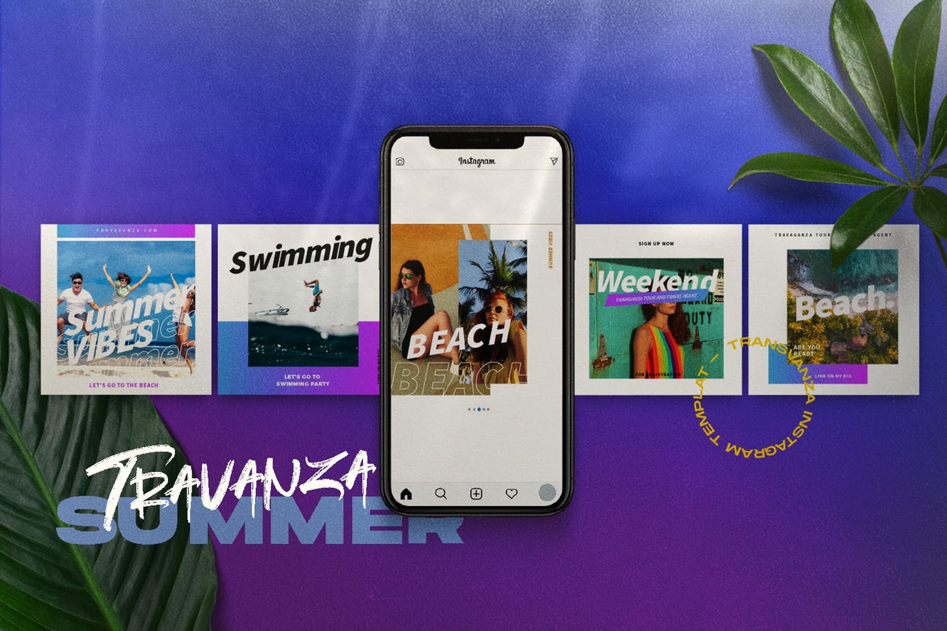 夏季主题社交媒体设计模板蚂蚁素材精选素材 TRANSVANZA – Summer Social Media Template+Stories插图(3)