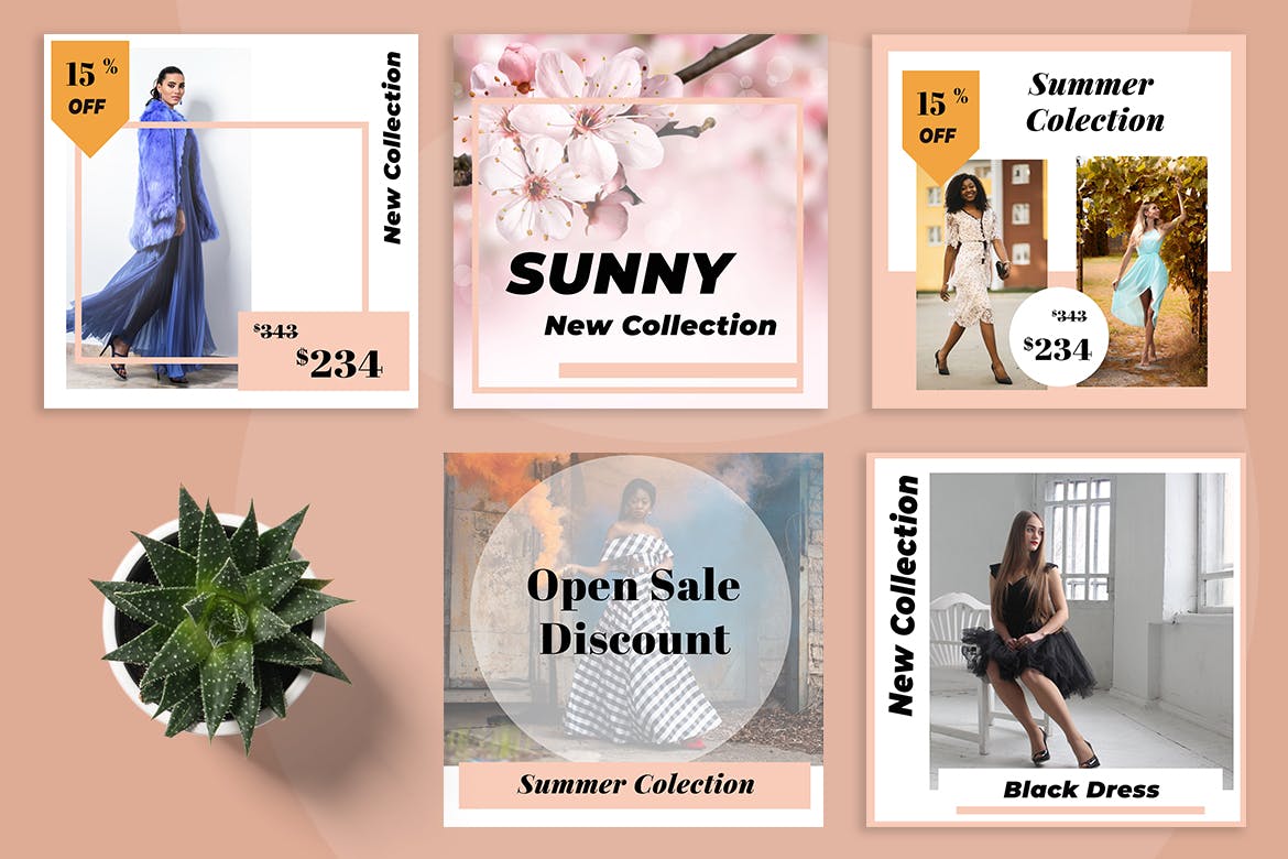 时尚服装社交促销广告设计模板第一素材精选 Sunny Social Media Kit插图(1)