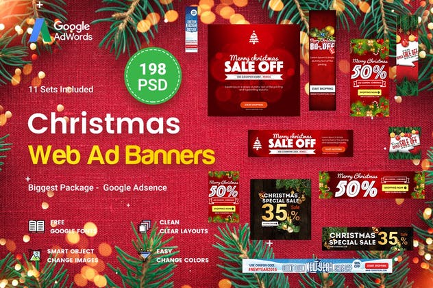 198个圣诞节主题广告Banner模板蚂蚁素材精选 Christmas Banners Ad – 198 PSD插图(1)