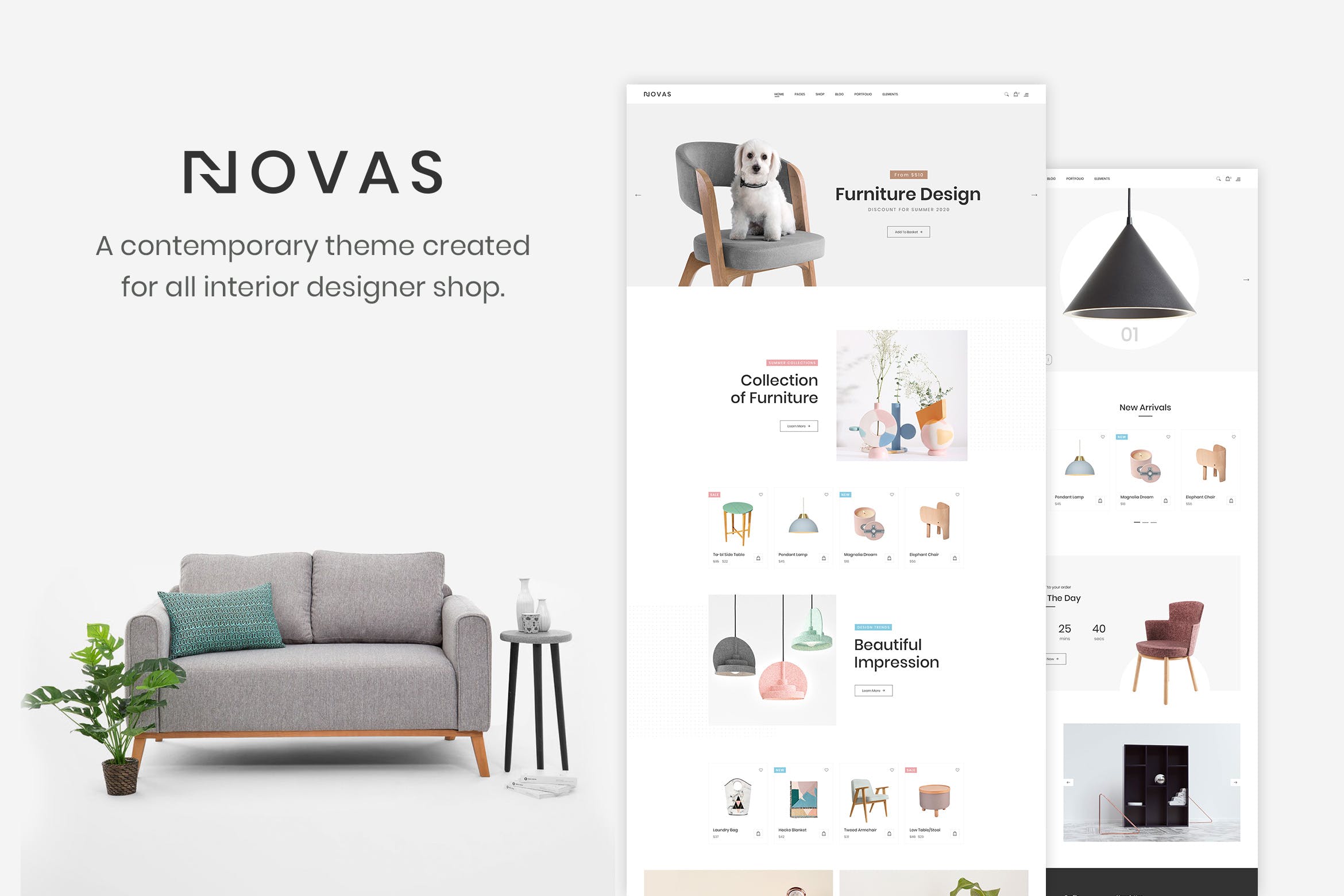 家居家具＆工艺品电商网站PSD模板第一素材精选 Novas – Furniture Store and Handmade Shop插图